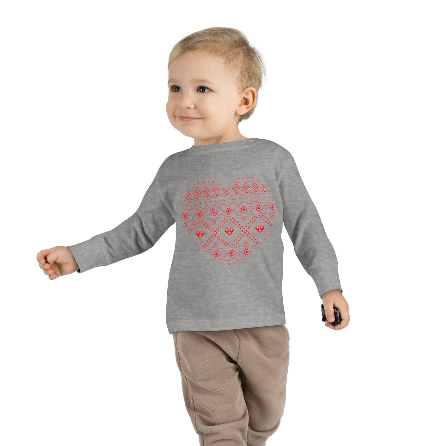 Toddler Long Sleeve Tee - Heart Pattern Love Shirt