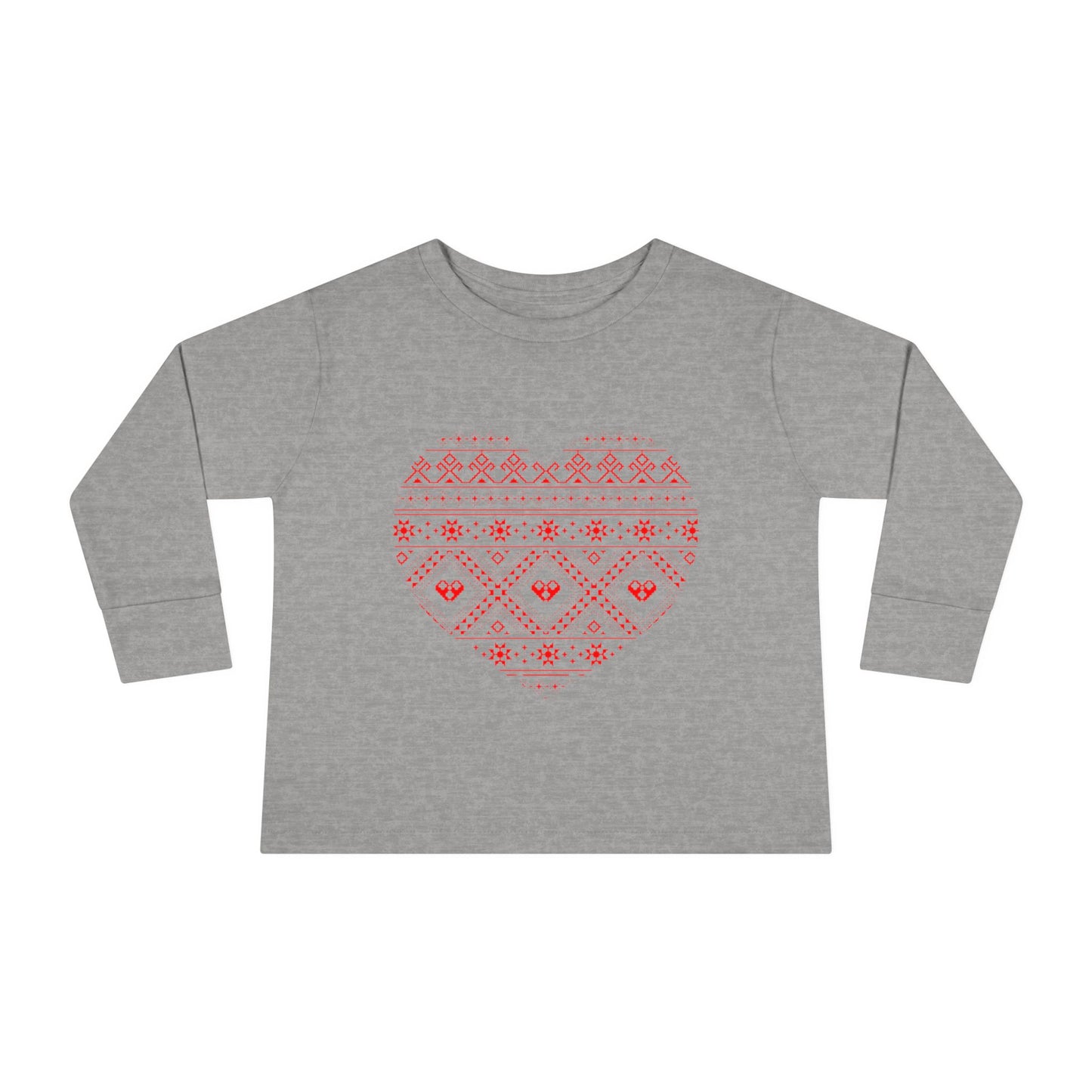 Toddler Long Sleeve Tee - Heart Pattern Love Shirt