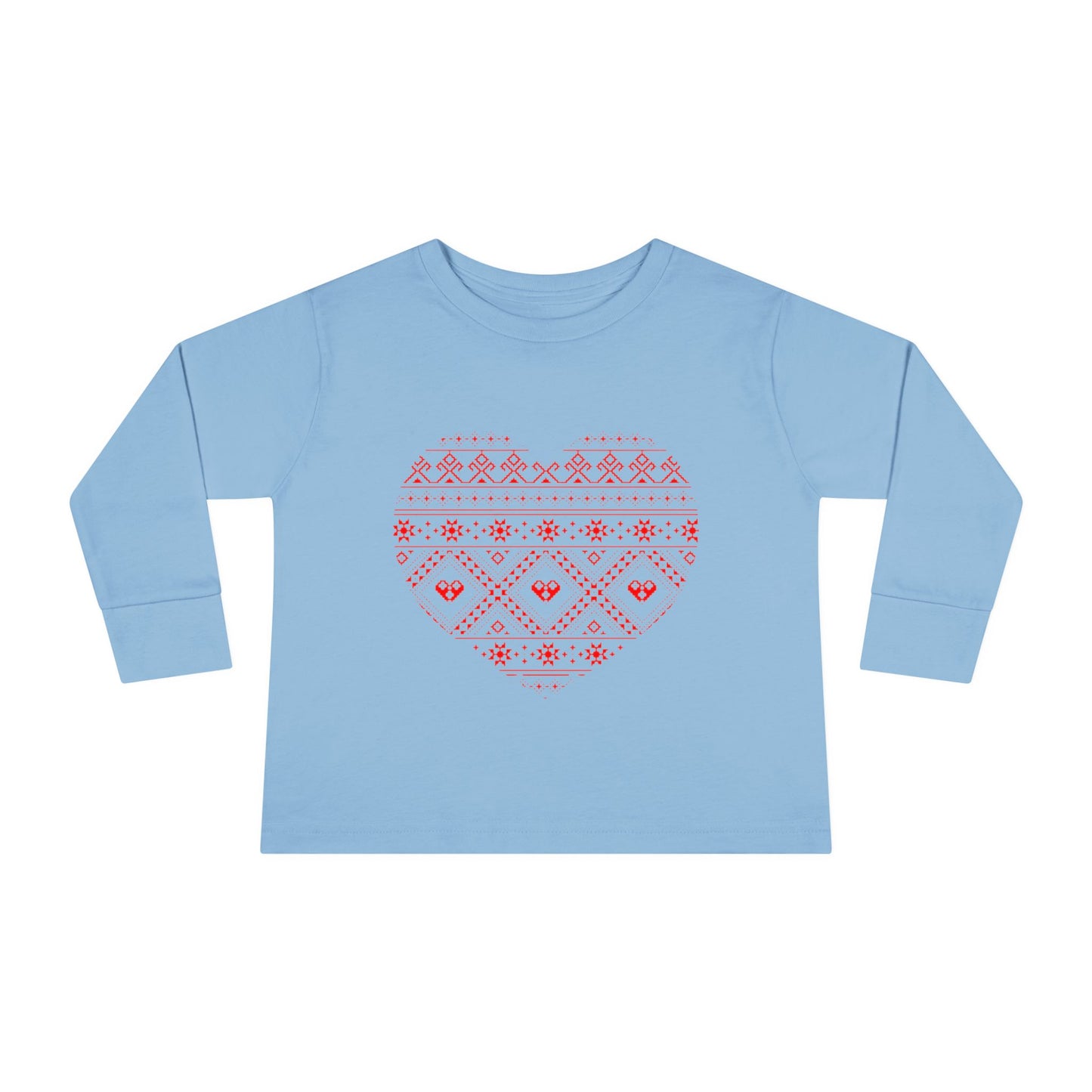 Toddler Long Sleeve Tee - Heart Pattern Love Shirt