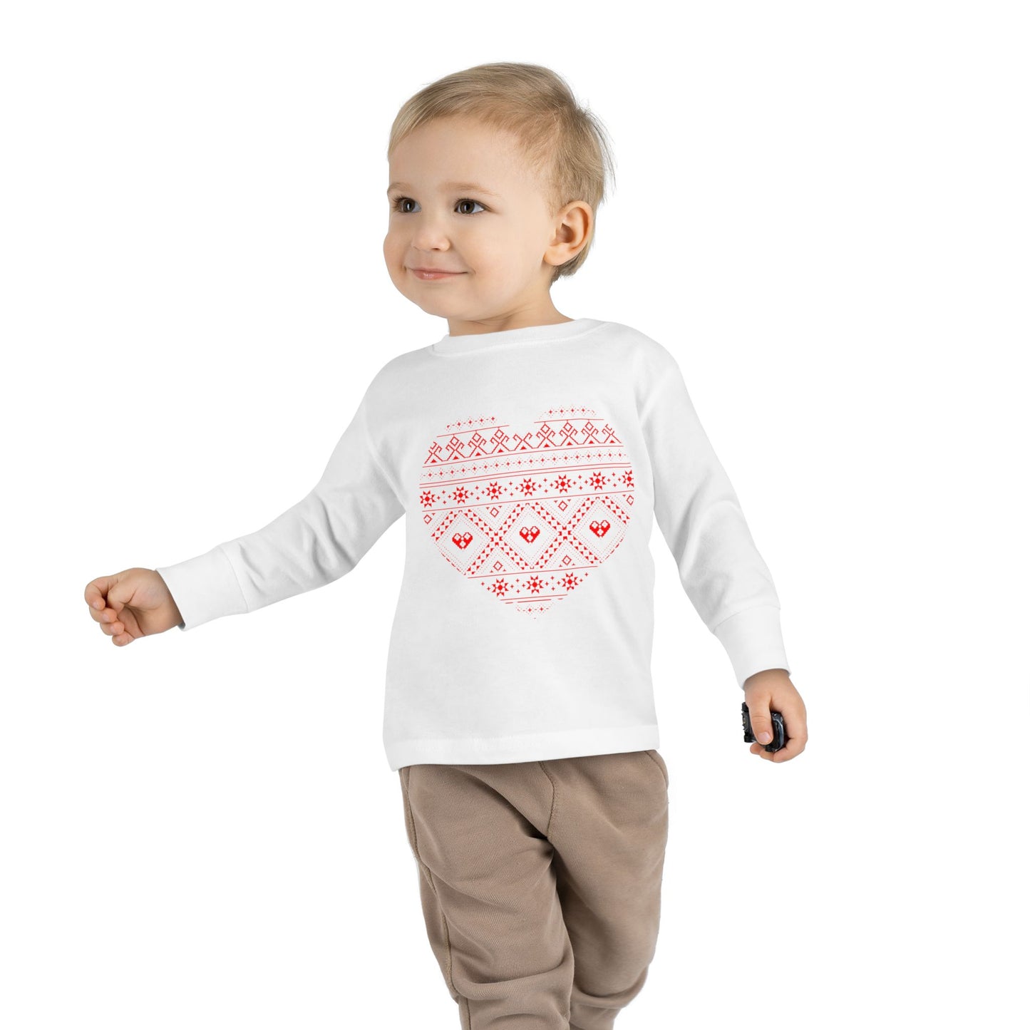 Toddler Long Sleeve Tee - Heart Pattern Love Shirt