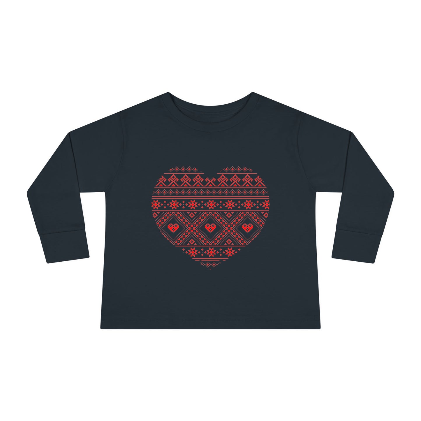 Toddler Long Sleeve Tee - Heart Pattern Love Shirt