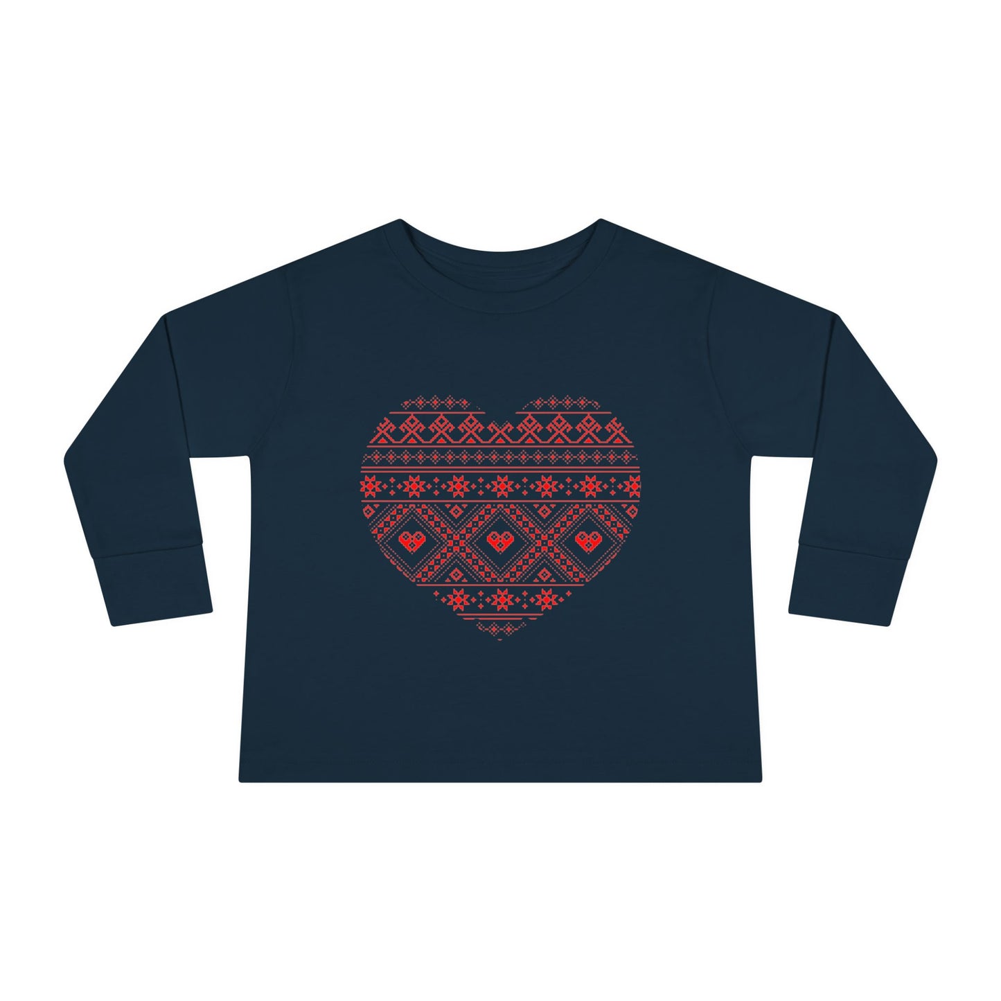 Toddler Long Sleeve Tee - Heart Pattern Love Shirt