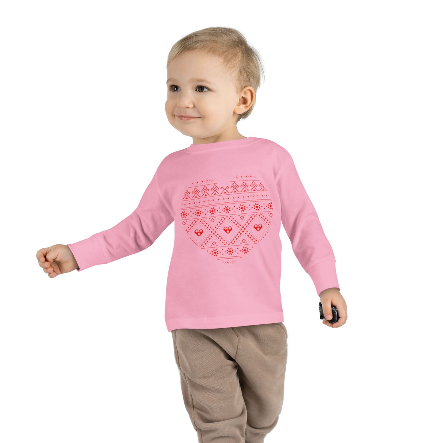 Toddler Long Sleeve Tee - Heart Pattern Love Shirt