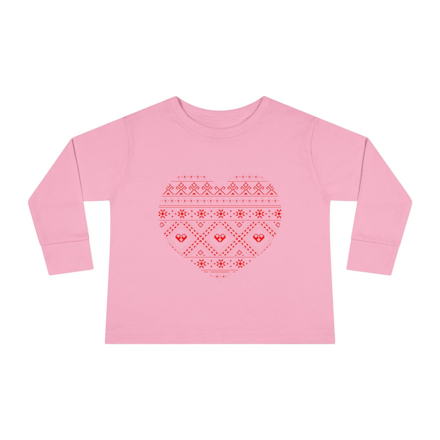 Toddler Long Sleeve Tee - Heart Pattern Love Shirt