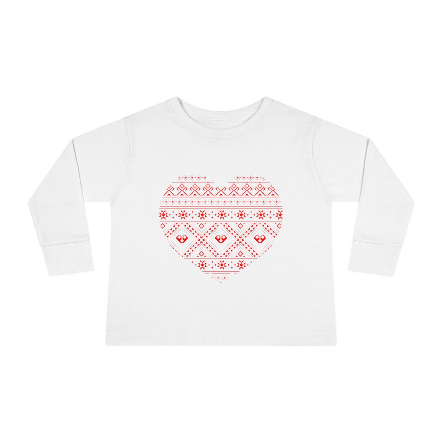 Toddler Long Sleeve Tee - Heart Pattern Love Shirt