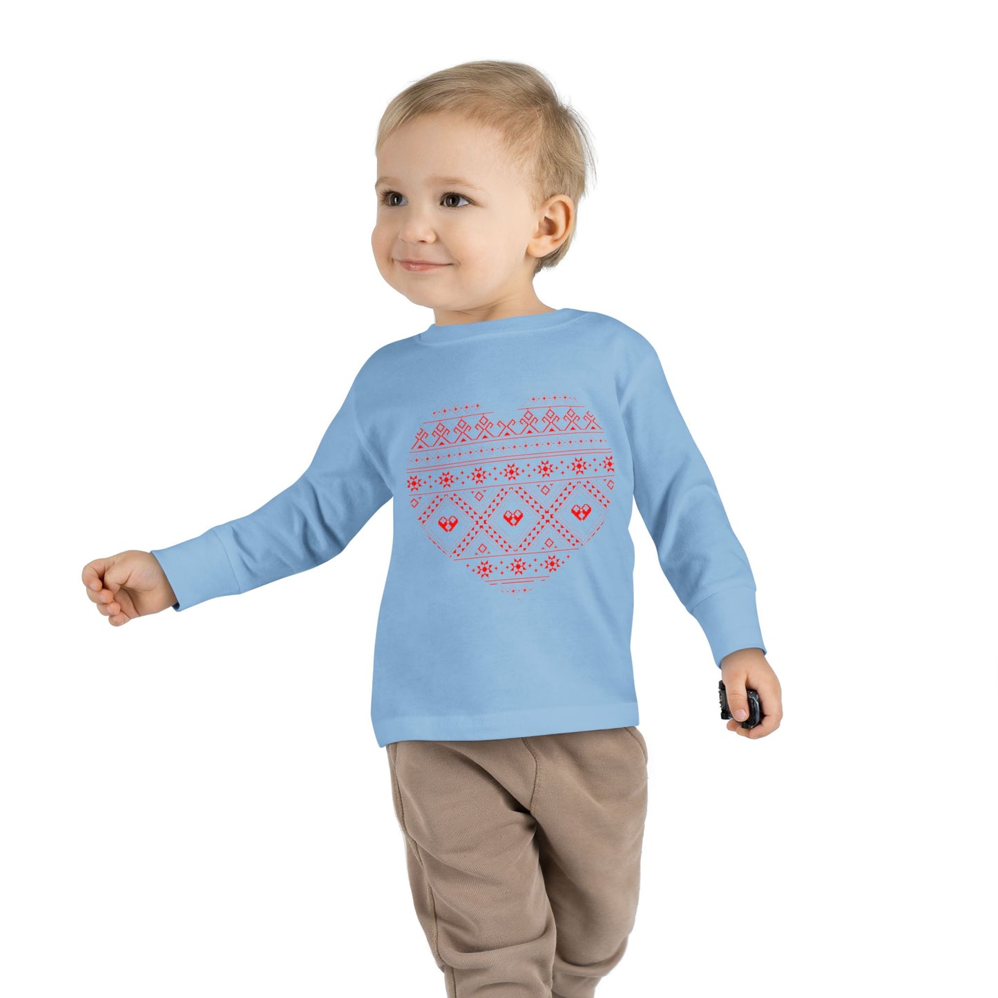 Toddler Long Sleeve Tee - Heart Pattern Love Shirt